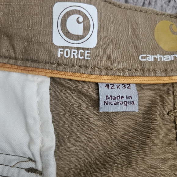 CARHARTT Men's Force Relaxed Fit Cargo Pants Size 42x32 Ripstop Khaki 101148-257 - Picture 11 of 15